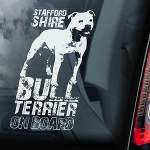 Staffordshire Bull Terrier on Board-Car Window Sticker-Dog Sign Decal
