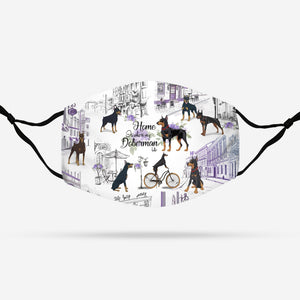 Urban, Vintage Flower And Doberman EZ07 1708 Face Mask