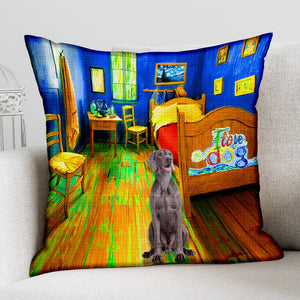 Weimaraner In the Bedroom-Pillow Case