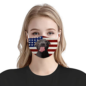Blue Nose Pitbull With American Flag EZ01 Face Mask