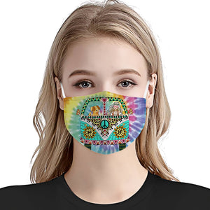 Dog Hippie Van And Girl Rainbow Tie Dye EZ01 Face Mask