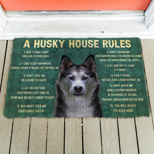 Bugybox 3D House Rules Husky Dog Doormat