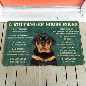 Bugybox 3D House Rules Rottweiler Dog Doormat