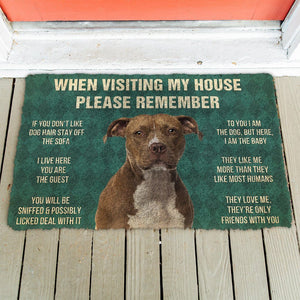 Bugybox 3D Please Remember American Staffordshire Terrier Dogs House Rules Doormat