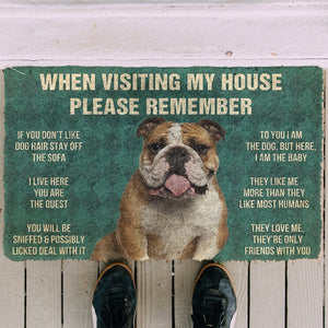Bugybox 3D Please Remember Bulldog Dog's House Rules Doormat