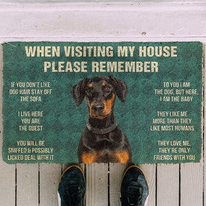 Bugybox 3D Please Remember Doberman Dog's House Rules Doormat