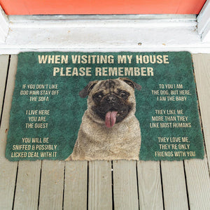 Bugybox 3D Please Remember Pug Dog's House Rules Doormat