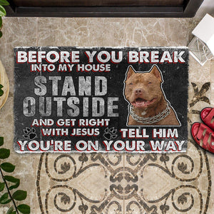 Bugybox 3D Brown Pitbull Before You Break Into My House Doormat