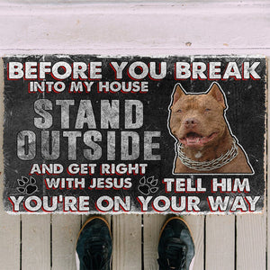 Bugybox 3D Brown Pitbull Before You Break Into My House Doormat