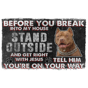 Bugybox 3D Brown Pitbull Before You Break Into My House Doormat