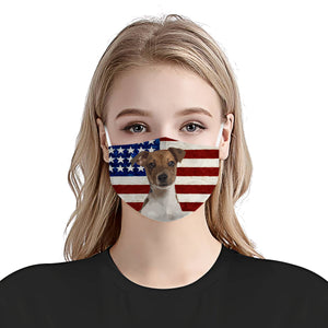 Jack Russell Terrier With American Flag EZ01 1604 Face Mask