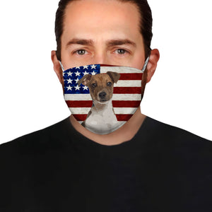 Jack Russell Terrier With American Flag EZ01 1604 Face Mask