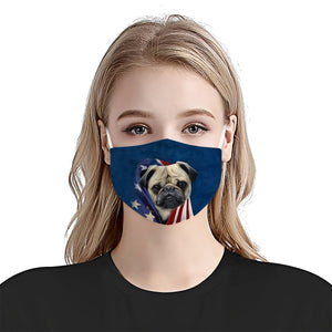 Pug In American Flag EZ01 Face Mask