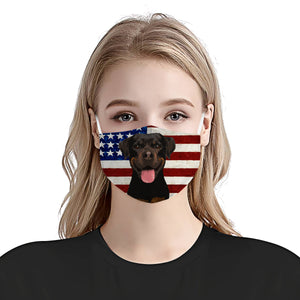 Rottweiler With American Flag EZ01 1604 Face Mask