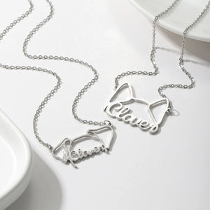 Personalized Cute Dog Cat Breed Ears Necklace