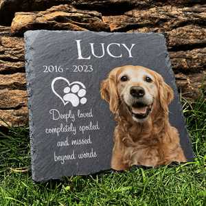 Personalized Dog Cat Memorial Garden Stone -Deeply Loved Completely Spoiled And Missed Beyond Words