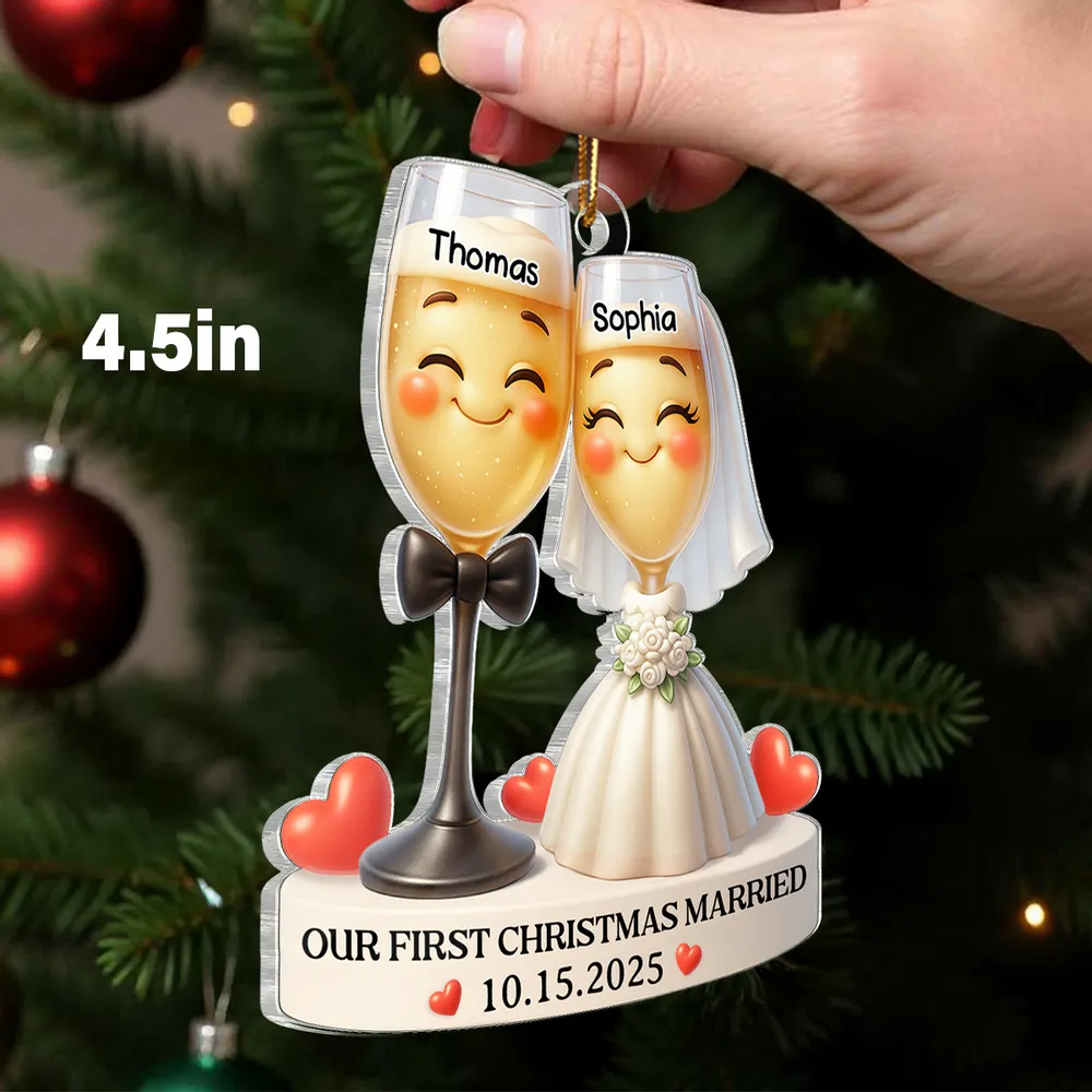 Our First Christmas Married - Personalized Acrylic Ornament - Christmas Gift for Couple, for Wife, for Husband