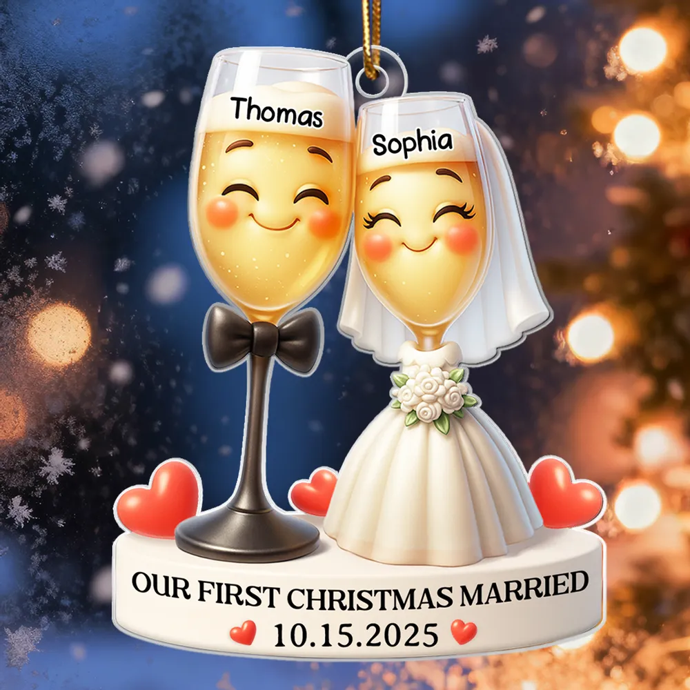 Our First Christmas Married - Personalized Acrylic Ornament - Christmas Gift for Couple, for Wife, for Husband