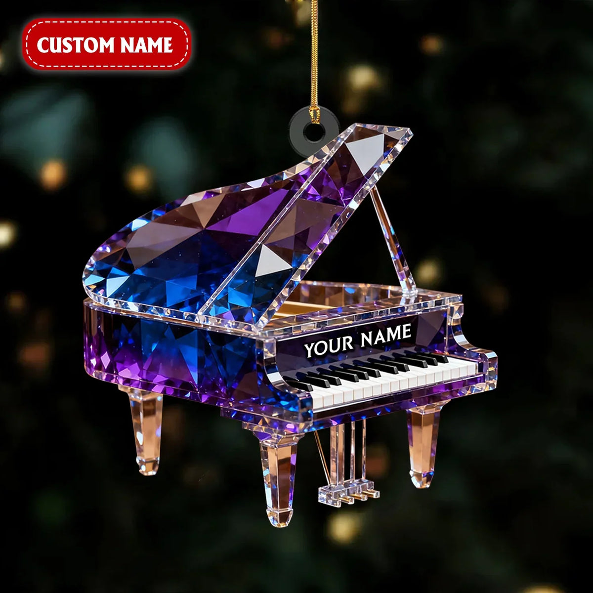Customized Piano Crystal Effect Acrylic Ornament, Pianist Gift, Piano Christmas Music Theme Decor