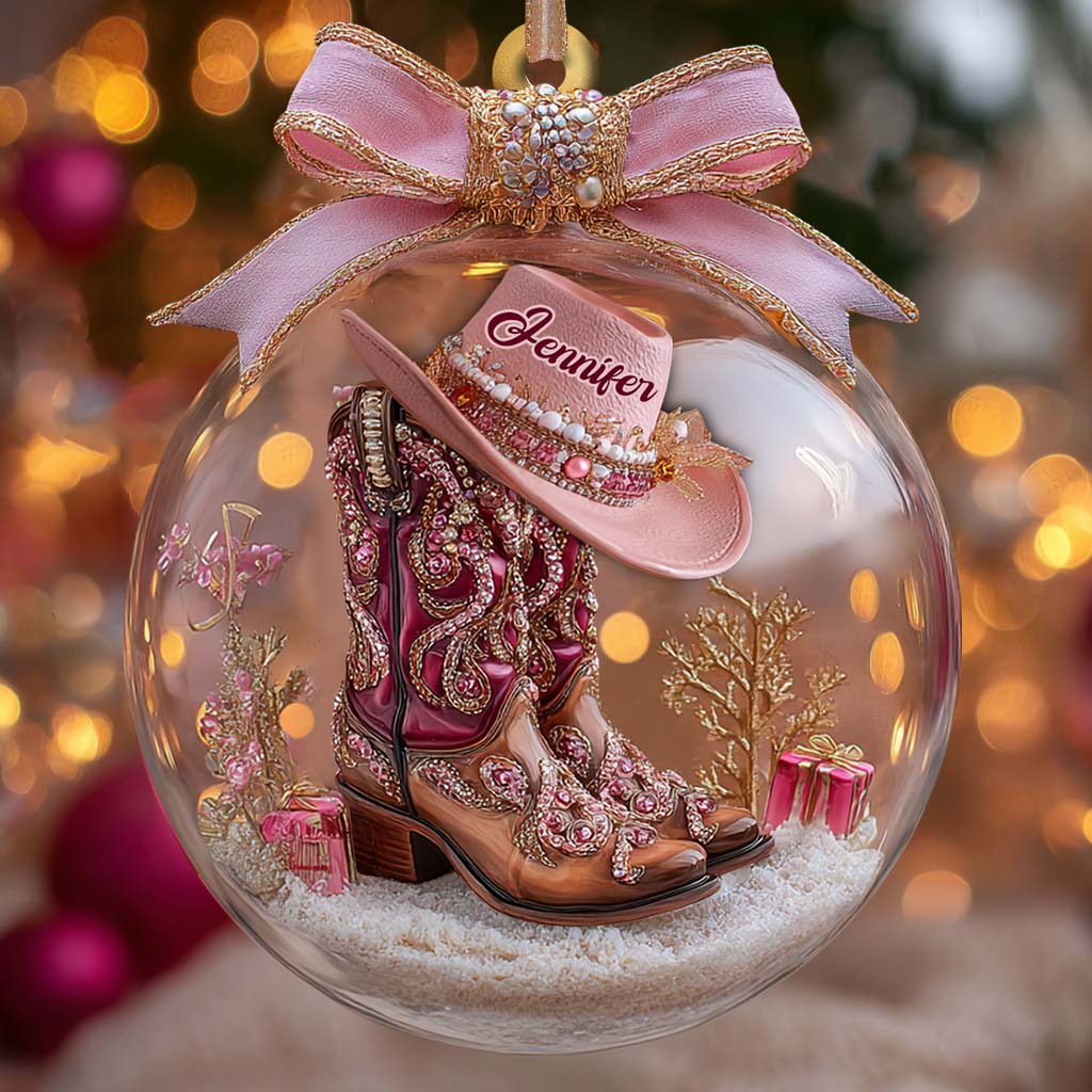 Cowgirl Boots Ornament - Personalized Gift For Cowgirl