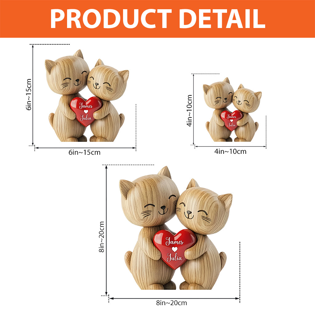 Cute Cat Couple - Personalized Cat Heart Custom Shaped Acrylic Plaque