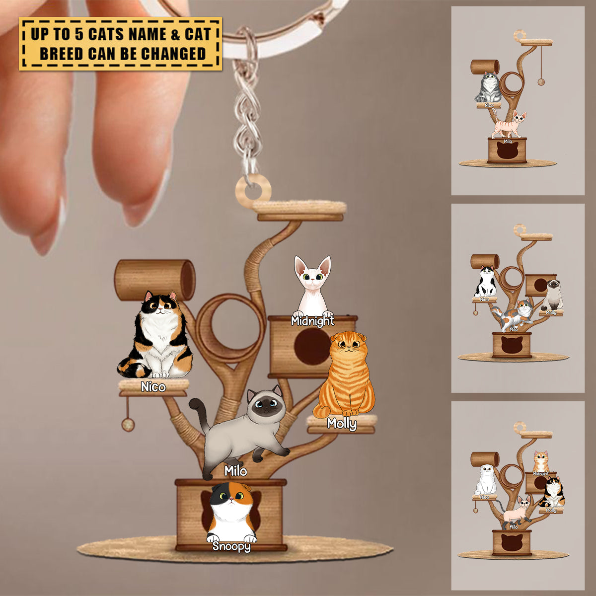 Personalized Cat Tower Acrylic Keychain