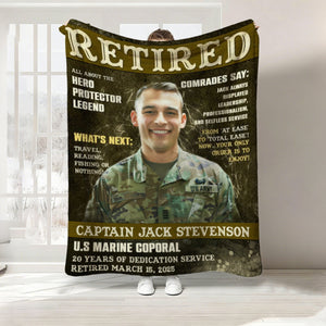Personalized Military Retirement Magazine Cover Blanket, Army Retirement Gift, Military Gift