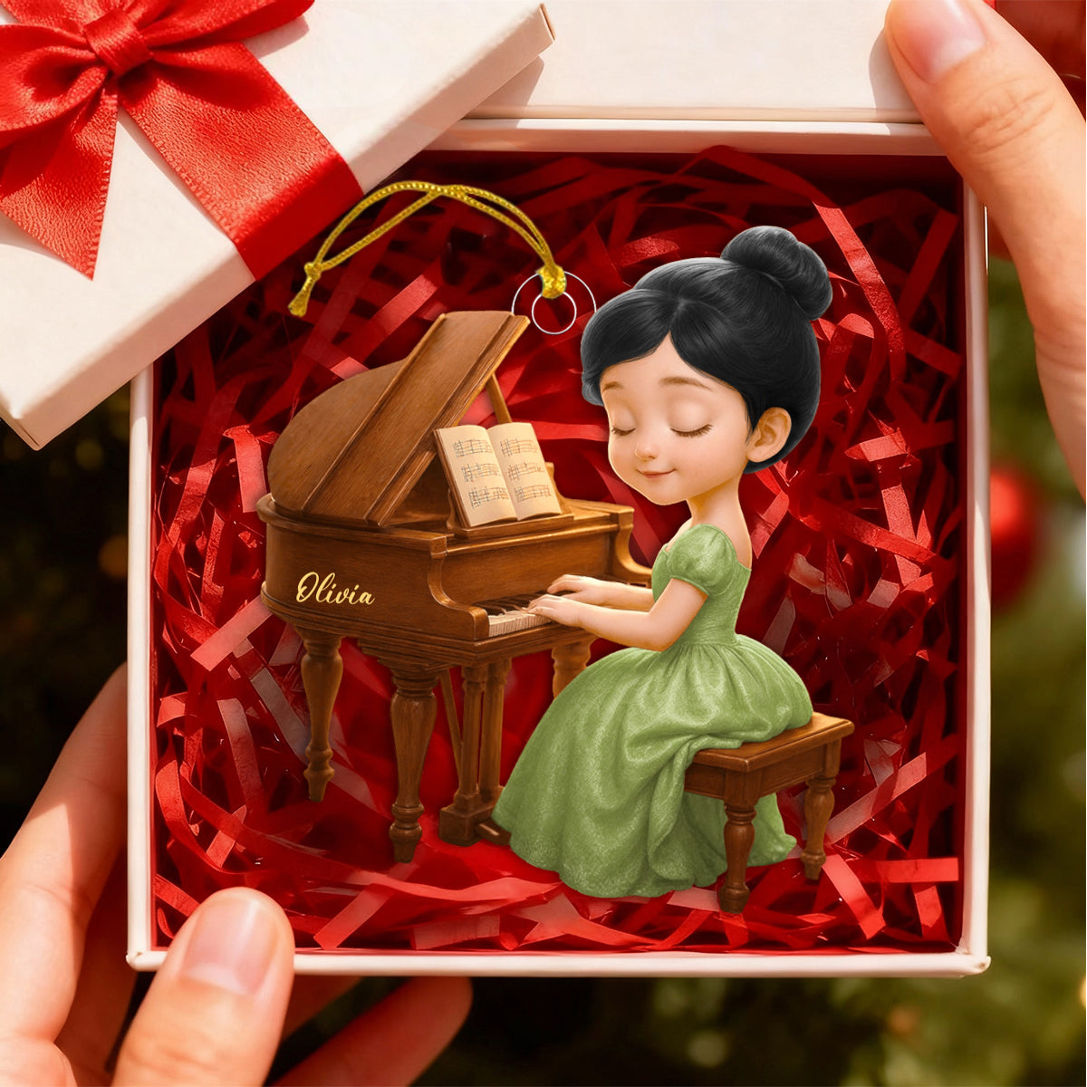 Piano Girl Personalized Christmas Ornament,Gift for Piano Lovers