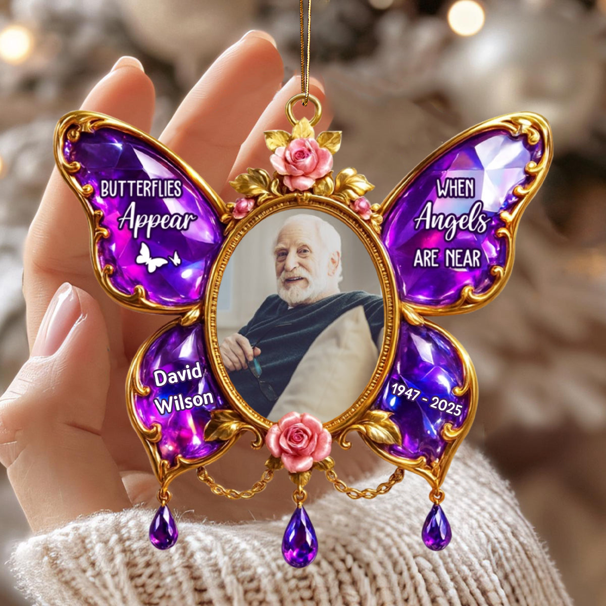 Butterflies Appear When Angels Are Near Memorial Personalized Acrylic Ornament