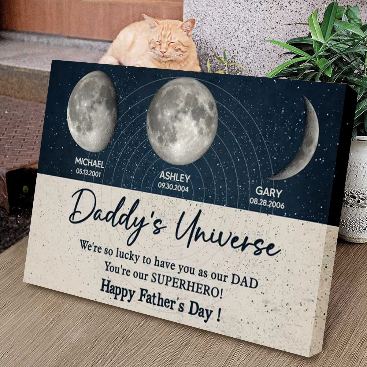 Daddy's Universe Moon Phases Father's Day Gift Personalized Poster Unique Father's Day