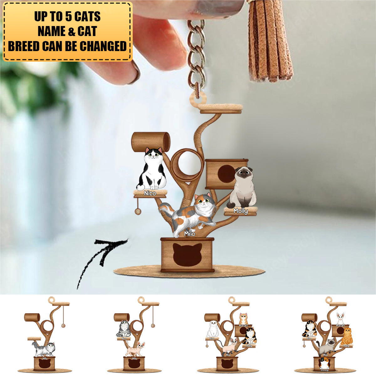 Personalized Cat Tower Acrylic Keychain