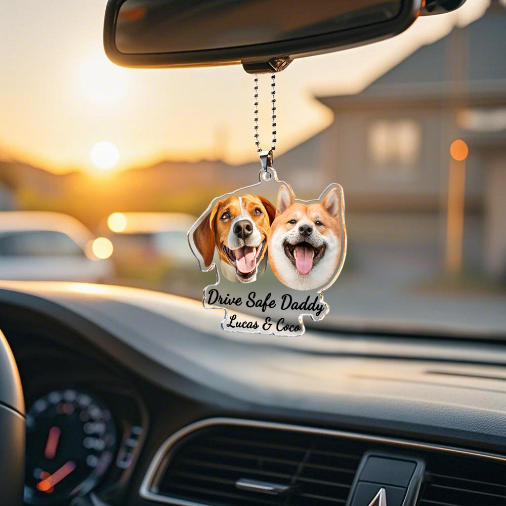 Hanging Dog Photo Personalized Acrylic Car Ornament Gift For Pet Lovers