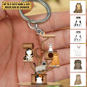 Personalized Cat Tower Acrylic Keychain