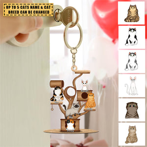 Personalized Cat Tower Acrylic Keychain