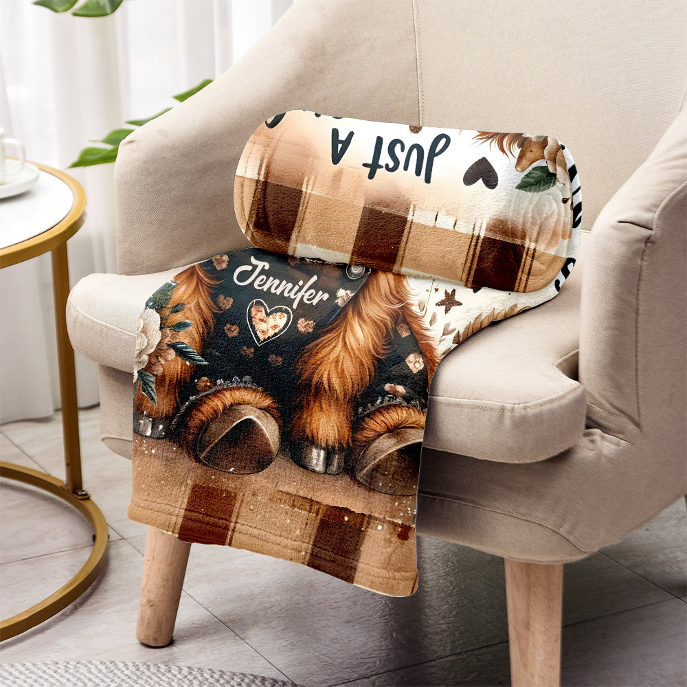 Just A Girl Who Loves Highland Cows Personalized Fleece Blanket