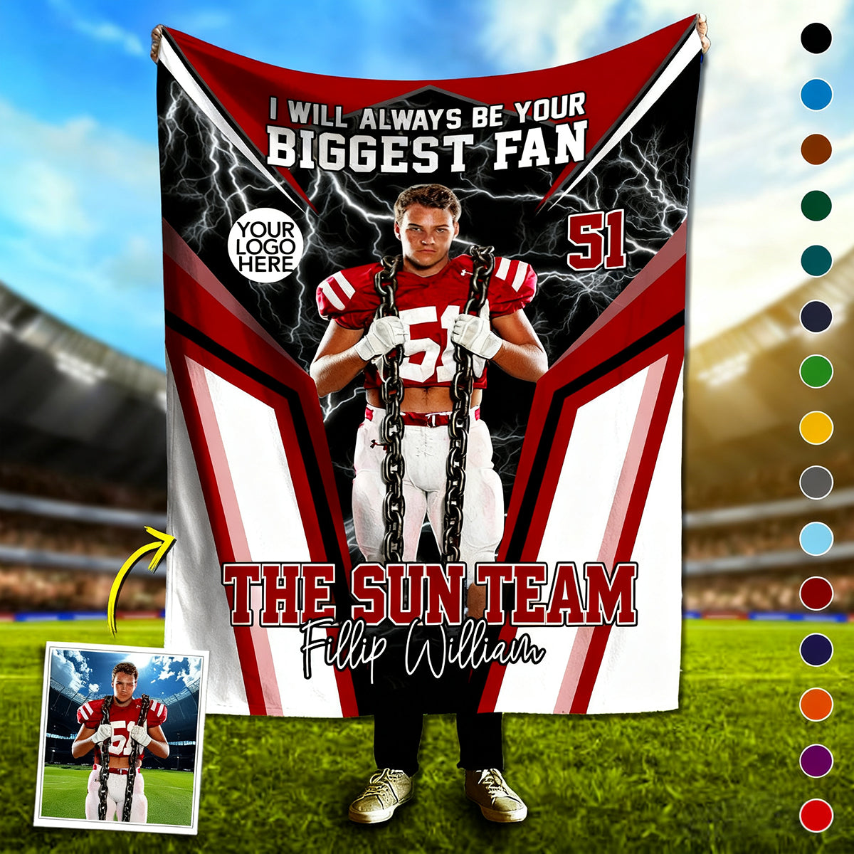I Will Always Be Your Biggest Fan - Personalized Football Blanket For Football Mom Grandma