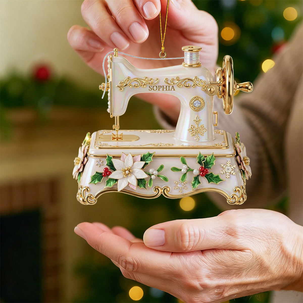 Custom Name Sewing Machine Ornament - Personalized Gifts For Sewing Lovers
