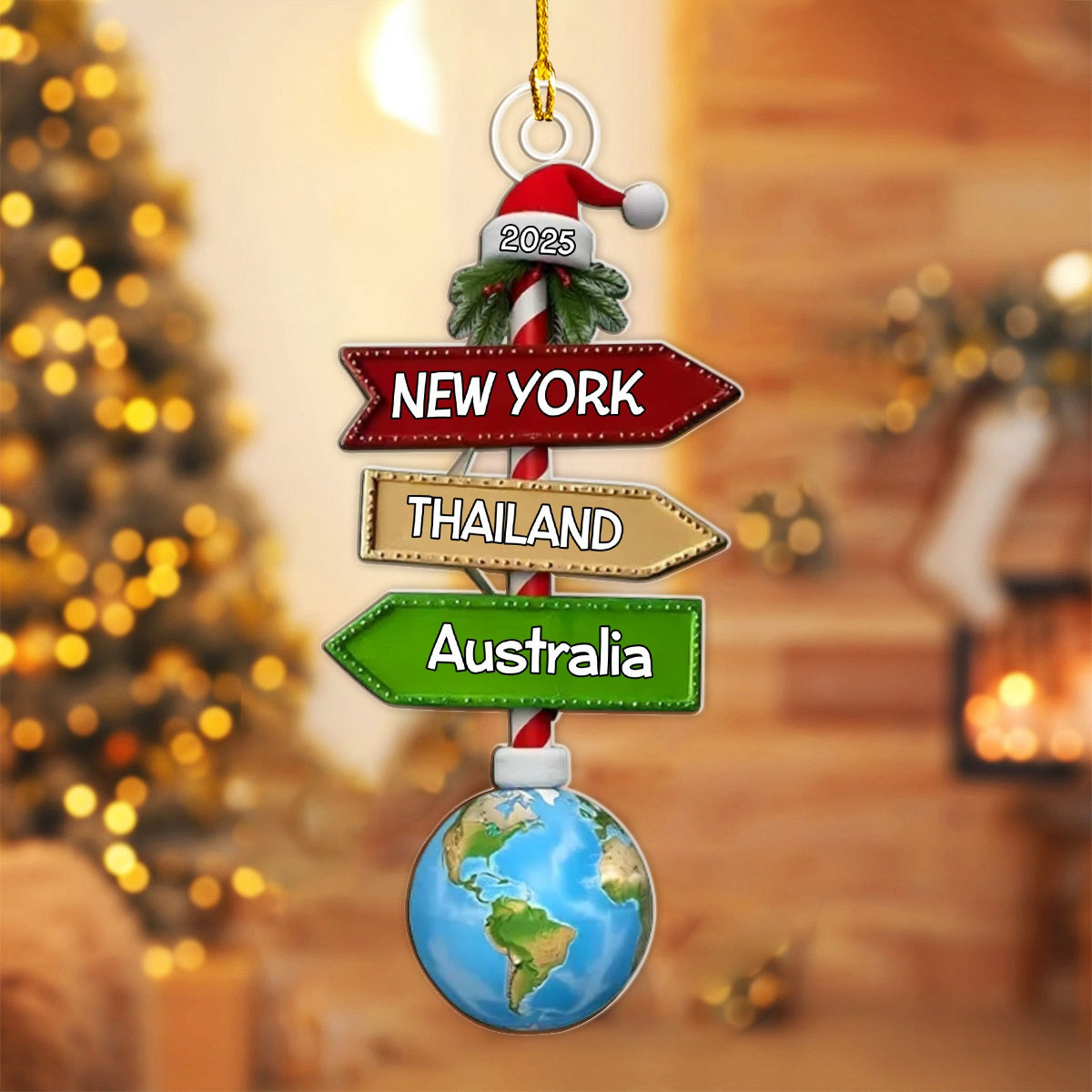 Travel Adventure Destinations Of 2025 Personalized Acrylic Ornament, Gift For Travel Enthusiasts