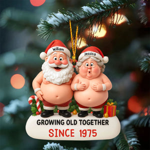 Growing Old Together, Santa And Mrs. Claus Personalized Ornament, Gift For Couples