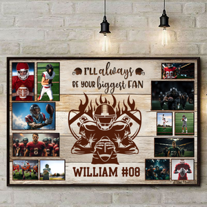 Personalized American Football Player Poster & Canvas Custom Photo, Name