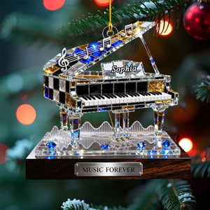 Personalized Stained Glass Effect Piano Themed Ornament,Music Lover Musician Gift