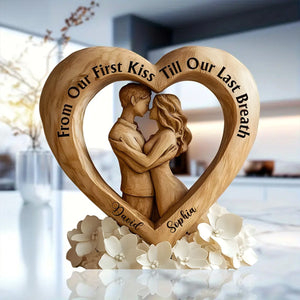 From First Kiss to Everlasting Love - Personalized Couple Custom Shaped Acrylic Plaque