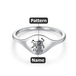 Personalized Cute Cat Dog Rabbit Animal Line Silhouette Ring Birthday Anniversary Gift For Her