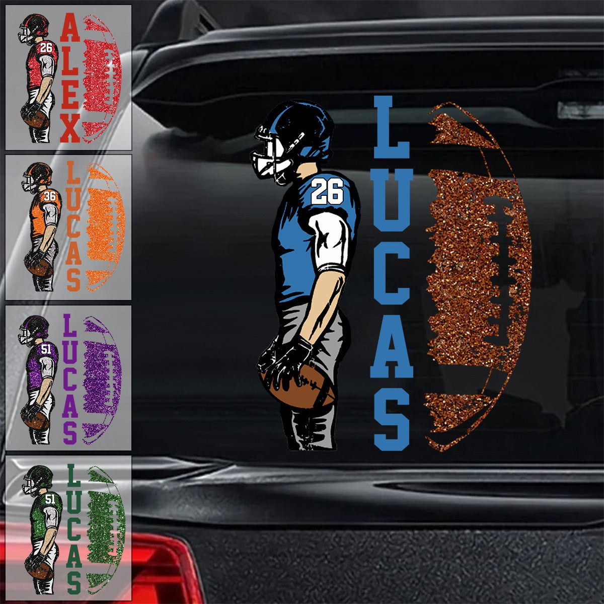 Matching Football Player - Personalized Football Decals Football Game Day