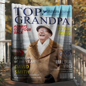Personalized Grandpa Magazine Cover Blanket Gifts for Grandpa