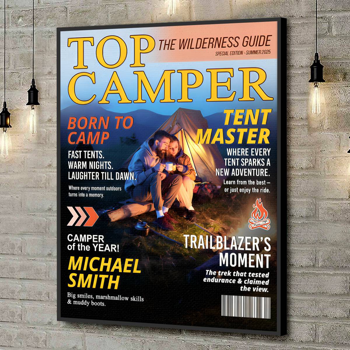 Personalized Camping Magazine Cover, Custom Camping Gift, Outdoor Adventure Photo Keepsake