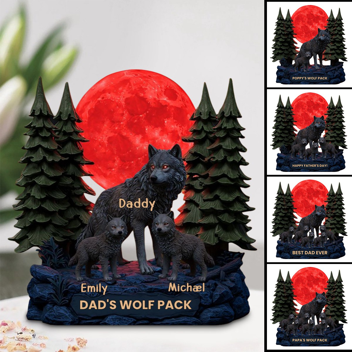 Personalized Dad & Grandpa Acrylic Plaque - My Wolf Pack Gift For Dad