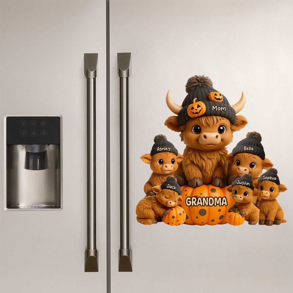 Mama Cow Personalized Standing Decal, Cozy Fall Vibe Halloween Decor for Mom, Grandma