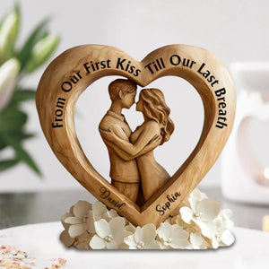 From First Kiss to Everlasting Love - Personalized Couple Custom Shaped Acrylic Plaque
