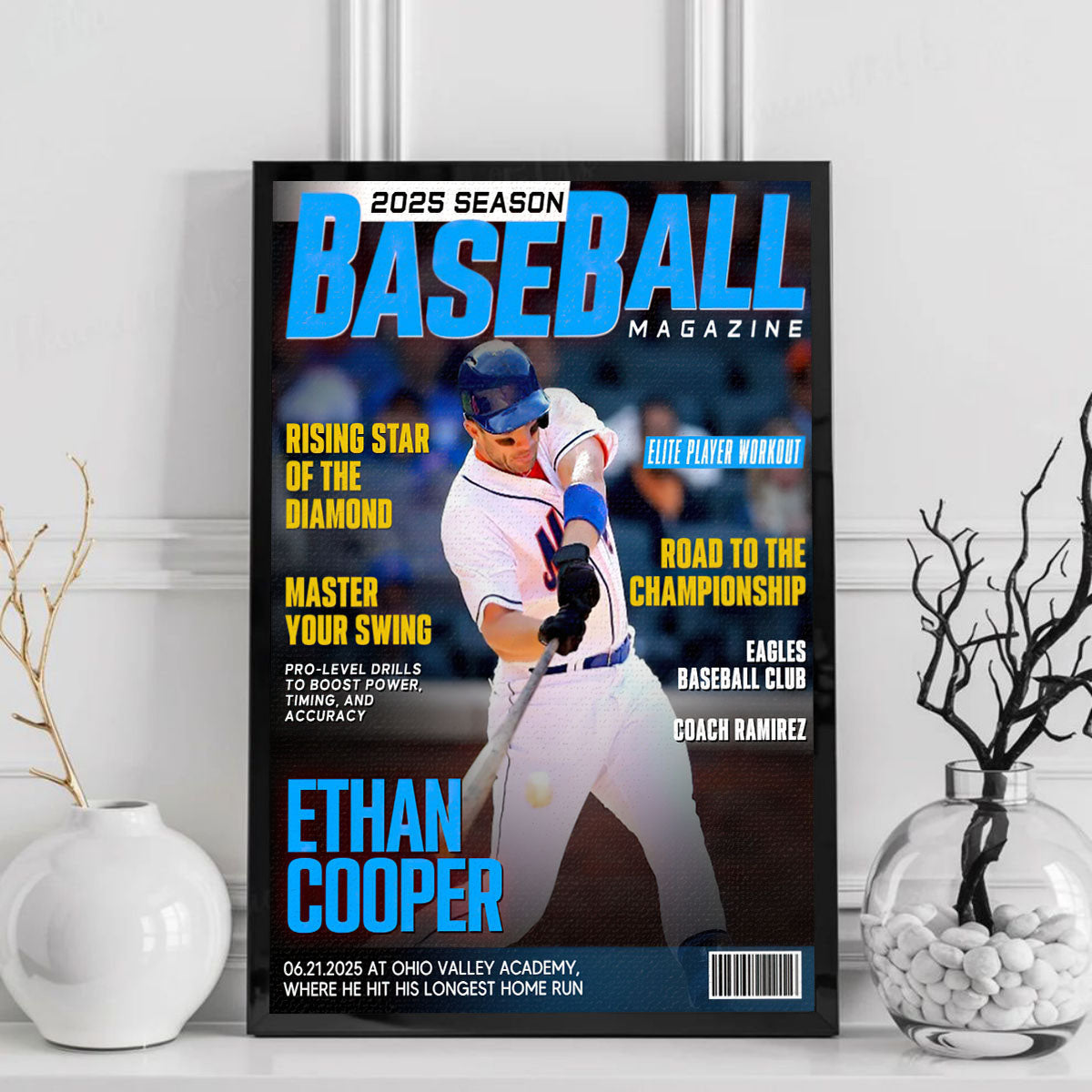 Personalized Baseball Magazine Cover, Custom Sport Magazine Cover, Baseball Player Gift, Unique Gifts For Baseball Player, Baseball Gifts